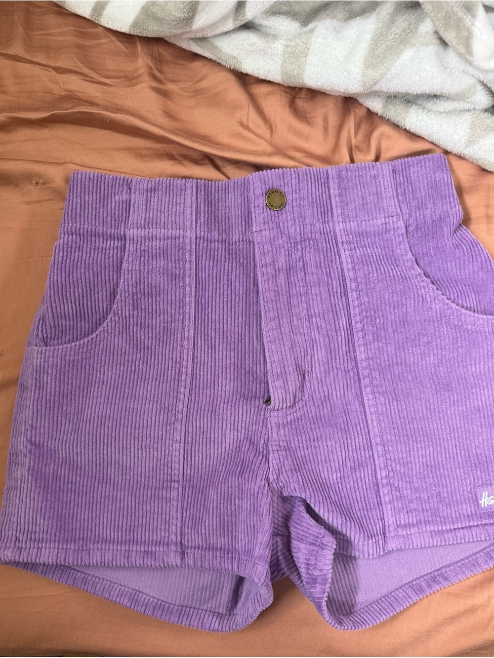 Women's Lavender Corduroy High-Rise Shorts